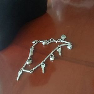 Key and heart sterling charmed bracelet